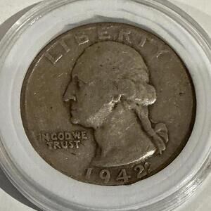 1942-D Washington Quarter – 90% Silver – Circulated Condition – Denver Mint G/VG